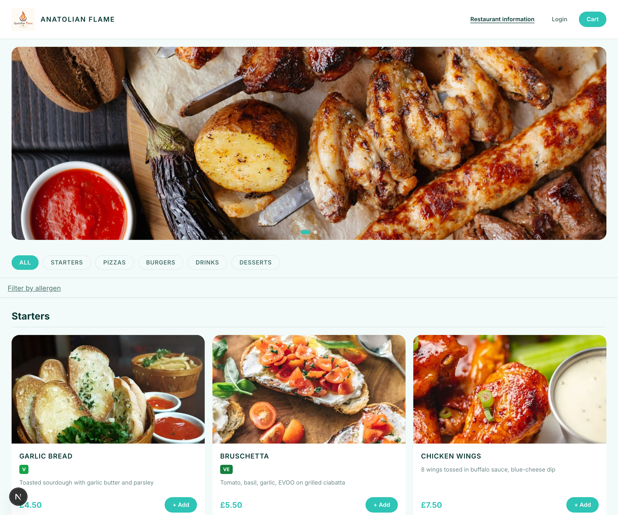 MenuDock storefront — branded online ordering for restaurants